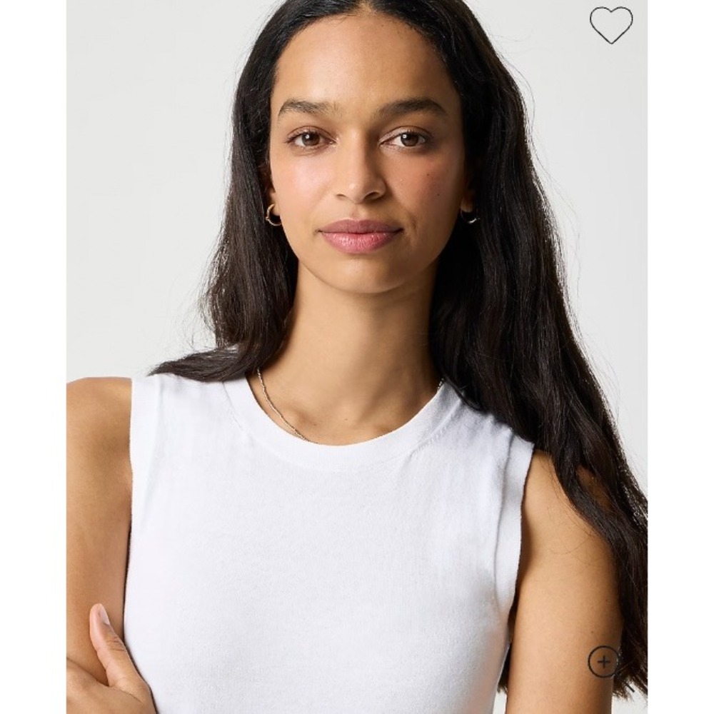 J.Crew Classic Shell White Cotton Knit Sleeveless Sweater Top Size XL Preppy